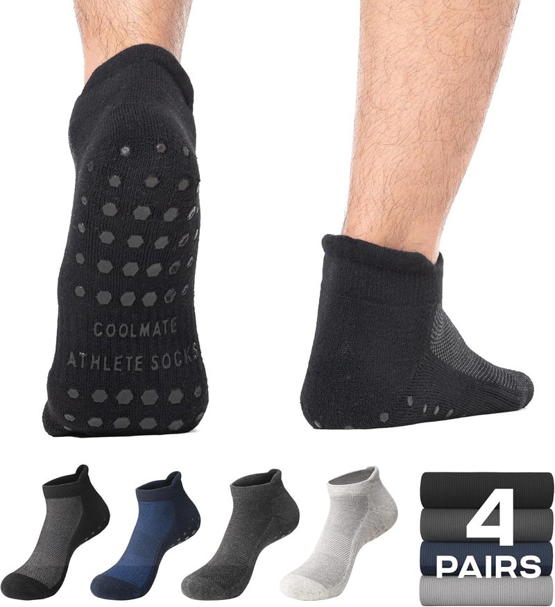 CoolMate Store Mens Grip Socks Men Non Slip Size 6-10-13-14, Non Slip Pilates Yoga Socks for Men with Grips, Grippy - Image 2
